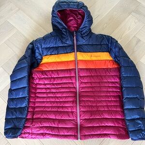 COTOPAXI Women’s Fuego Hooded Down Puffer Jacket Maritime/Raspberry Size XL $295